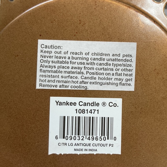 YANKEE CANDLE Brass Metal Candle Plate Dish Swirl Design 7" inch Diameter - Picture 6 of 8